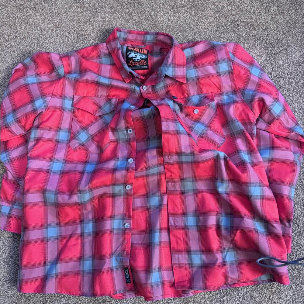 Dixxon Red and Blue Plaid Button-Up Shirt